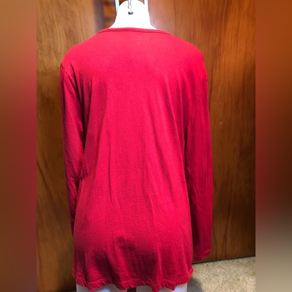 Bobbie Brooks Woman’s Long Sleeve Tee Red  2X PF - Picture 2 of 3